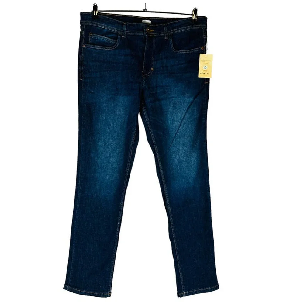 New Watson's Mens Sz 36 X 34 Slim Straight Jeans Blue Pockets NWT